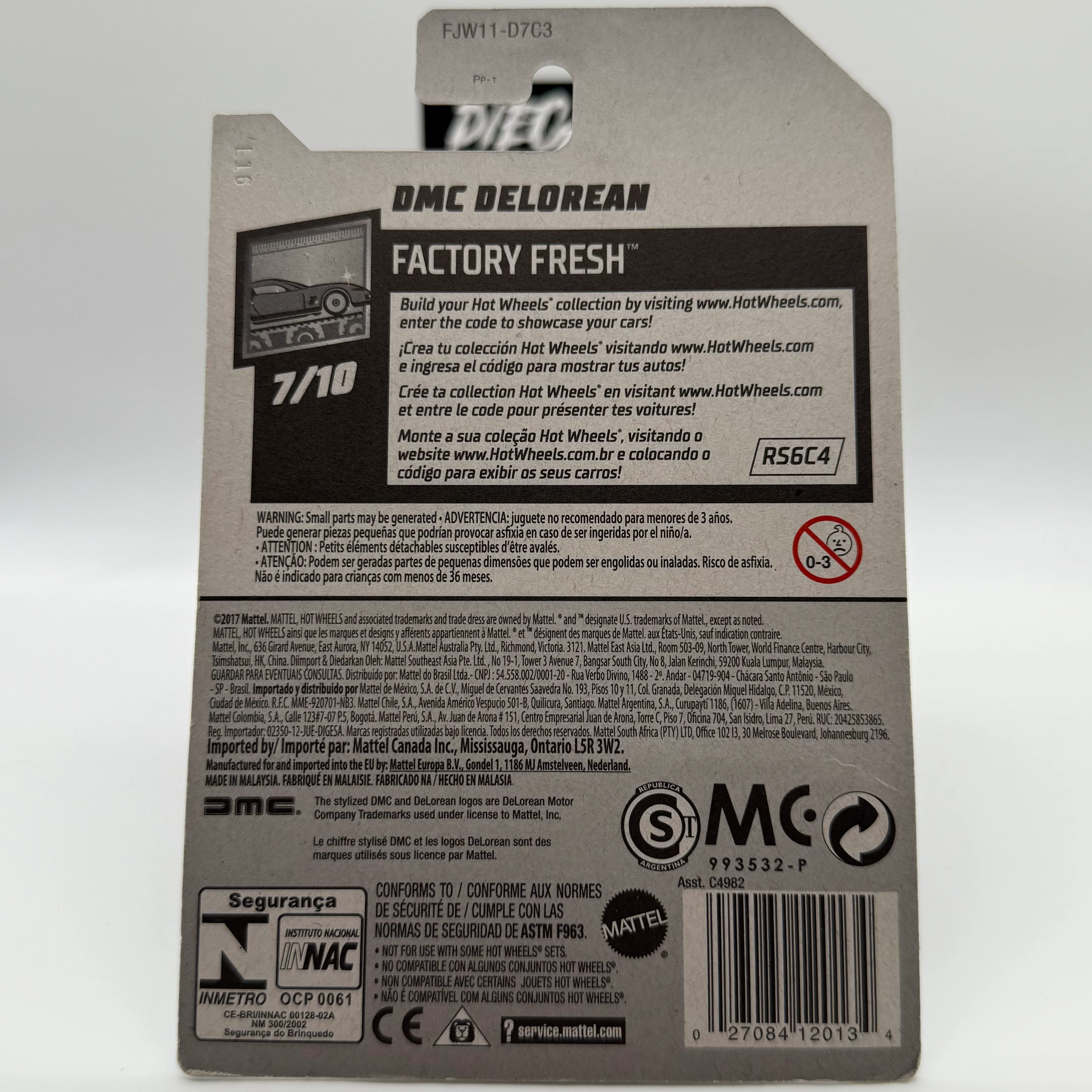 DMC Delorean - Factory Fresh 7/10 Hotwheels Mainline 270/365 - Image 2