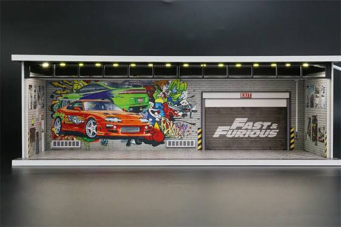 FAST & FURIOUS Garage Diorama Display with LED Lights G-FANS 1:64 Scale - Image 5