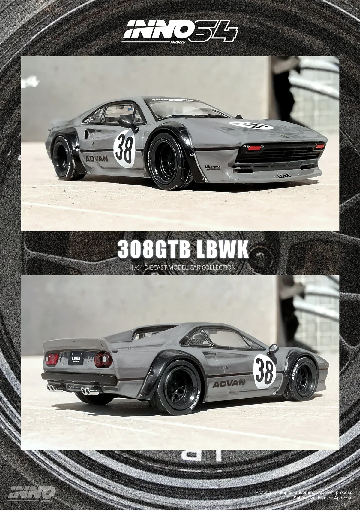 Ferrari 308 GTB Liberty Walk Grey Inno64 1:64