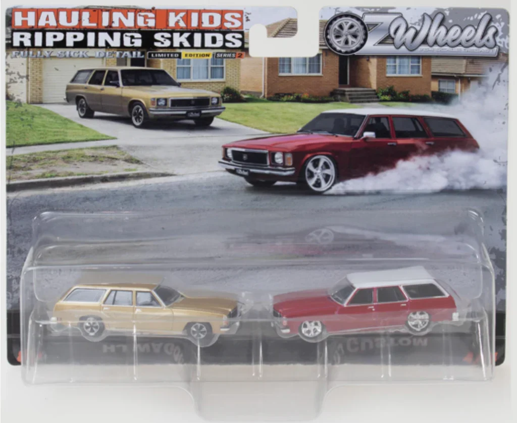 HOLDEN HJ WAGON TWIN SET -- HAULING KIDS & RIPPING SKIDS -- OZ WHEELS FSD 1:64 - Image 2