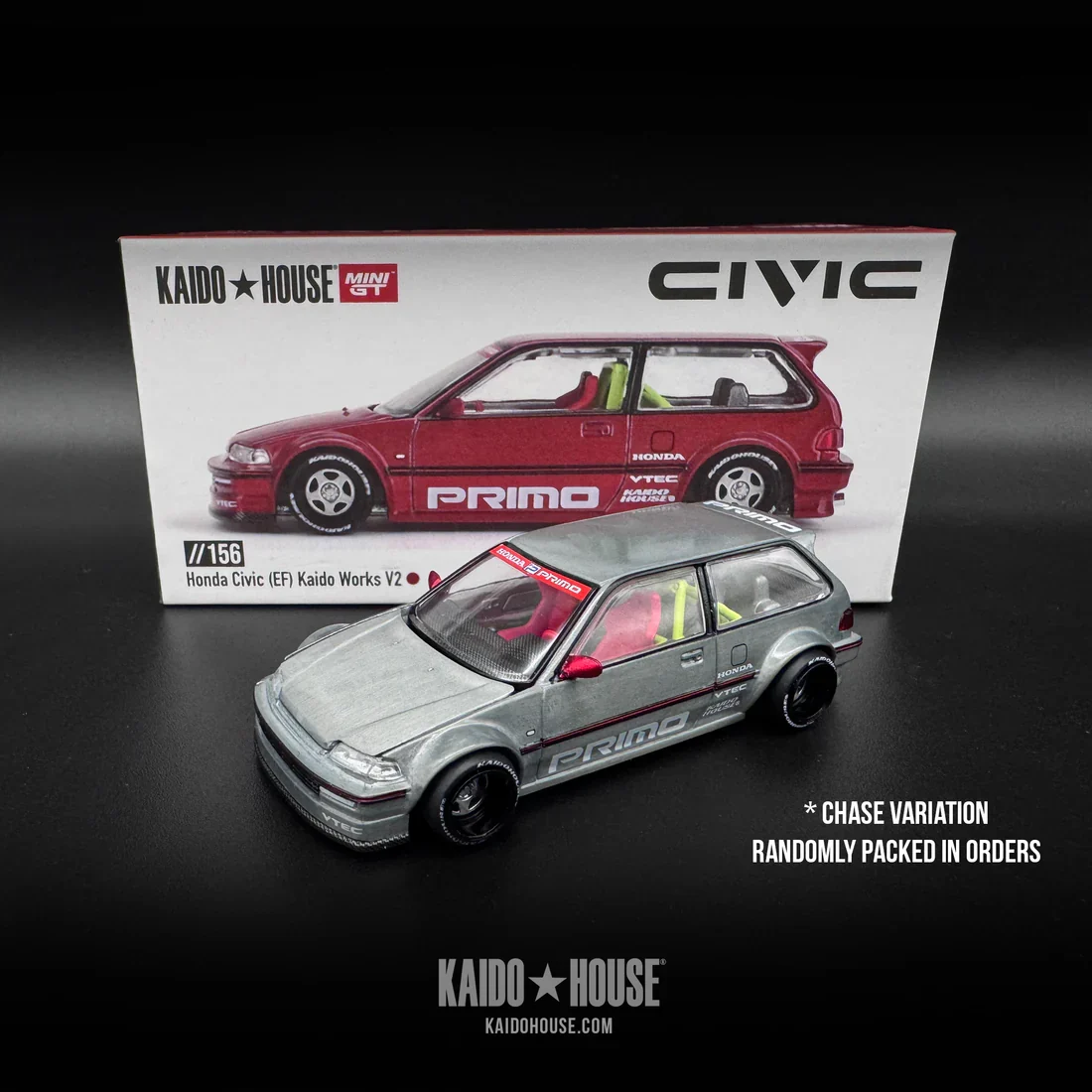 HONDA CIVIC (EF) KAIDO WORKS V2 (RED) KAIDOHOUSE X MINI GT KHMG156 1:64 Scale - Image 2