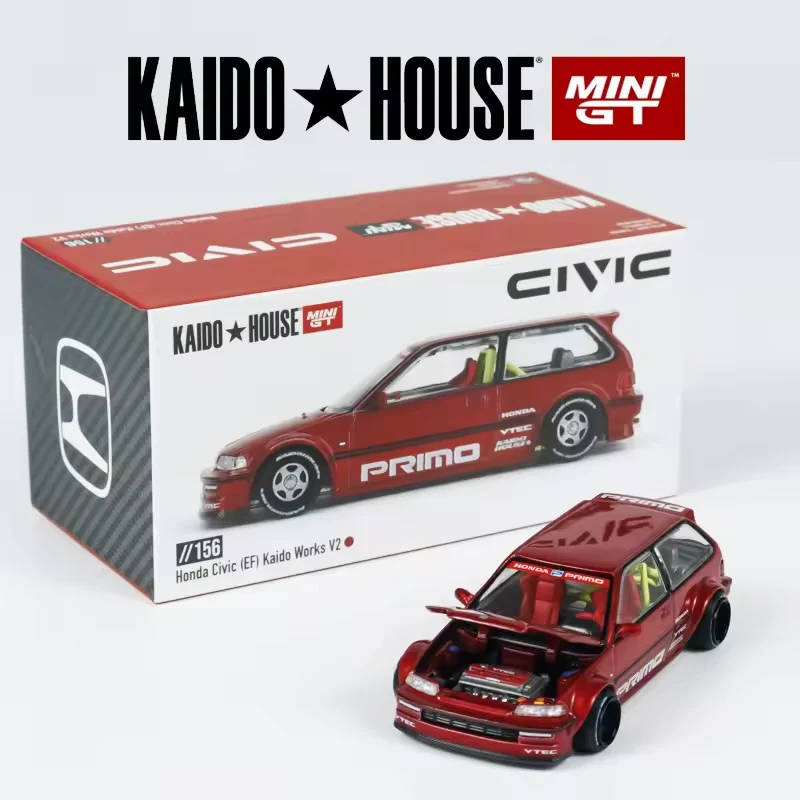 HONDA CIVIC (EF) KAIDO WORKS V2 (RED) KAIDOHOUSE X MINI GT KHMG156 1:64 Scale - Image 3