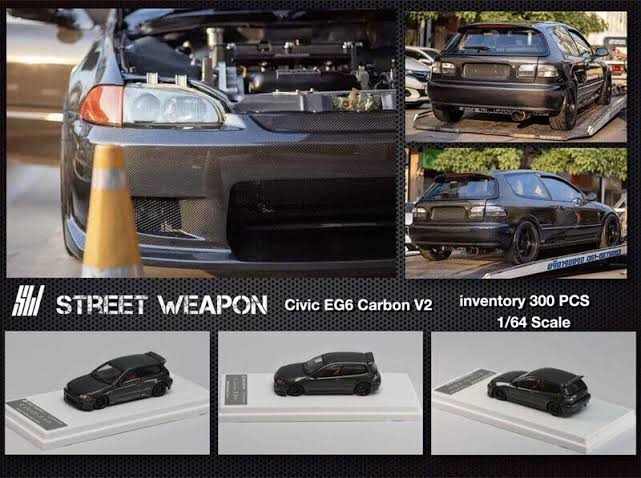 Honda Civic EG6 Full Carbon V2 - *Limited to 300pcs* Street Weapon 1/64 - Image 2