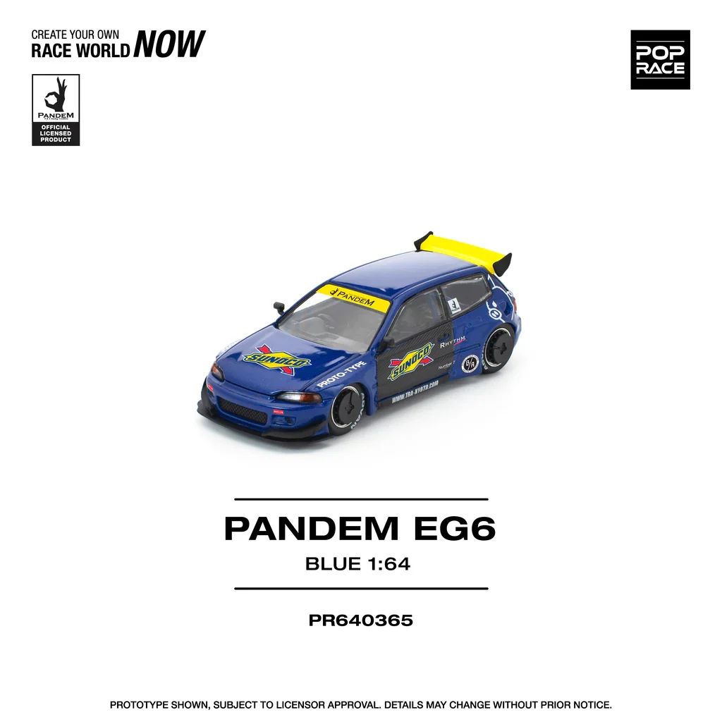 HONDA CIVIC EG6 PANDEM (SUNOCO BLUE/YELLOW) POP RACE 1:64 - Image 2