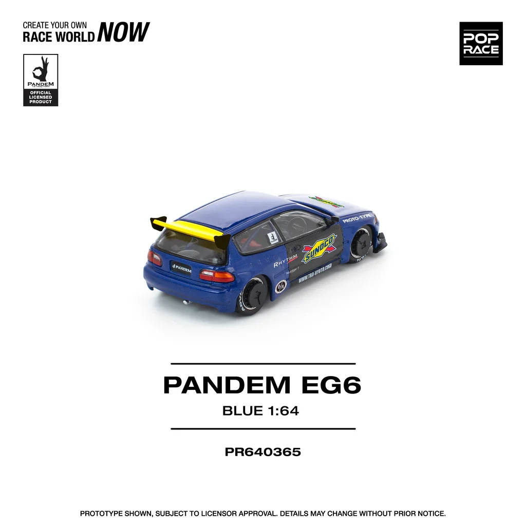 HONDA CIVIC EG6 PANDEM (SUNOCO BLUE/YELLOW) POP RACE 1:64 - Image 3
