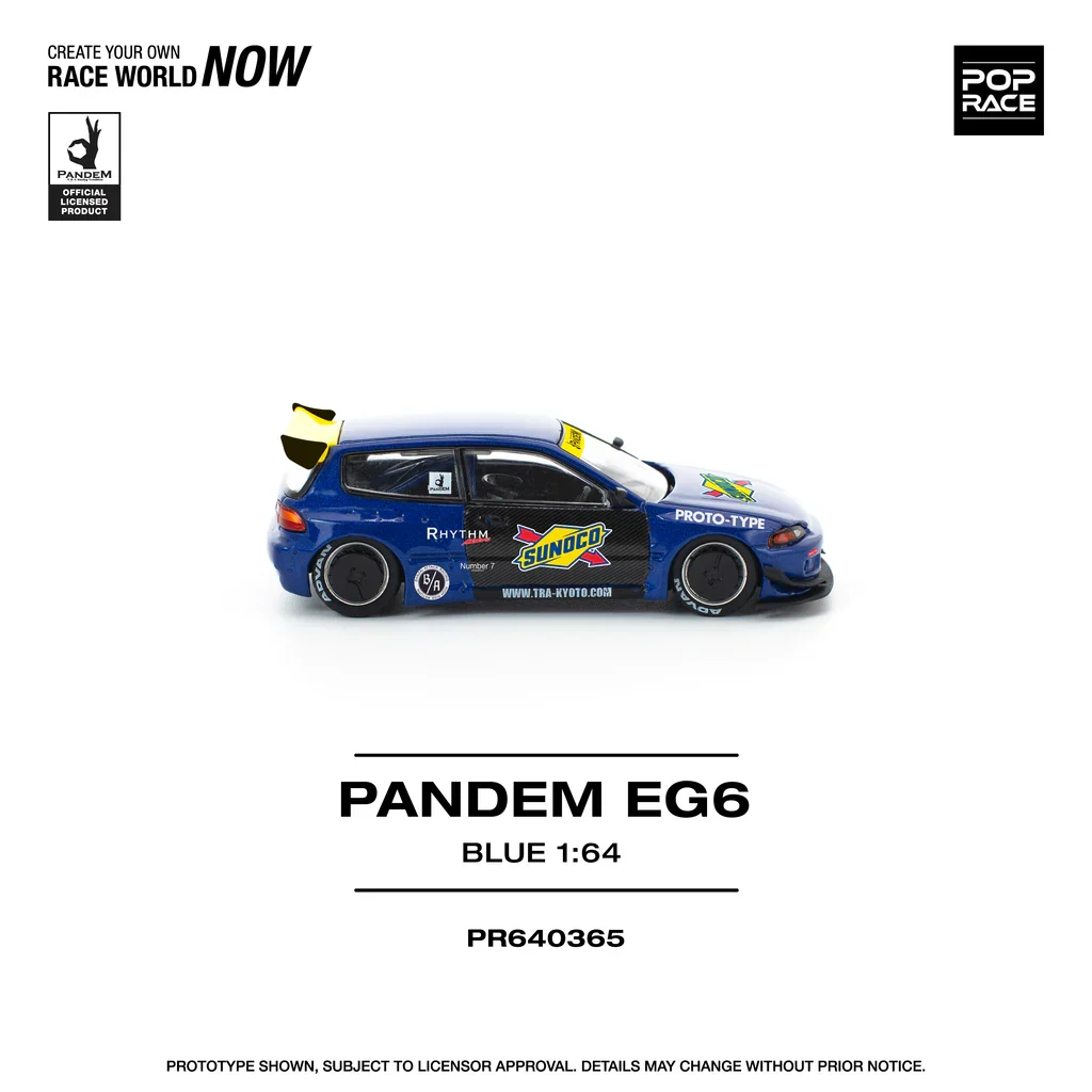 HONDA CIVIC EG6 PANDEM (SUNOCO BLUE/YELLOW) POP RACE 1:64 - Image 4