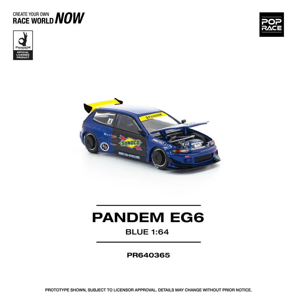 HONDA CIVIC EG6 PANDEM (SUNOCO BLUE/YELLOW) POP RACE 1:64 - Image 5