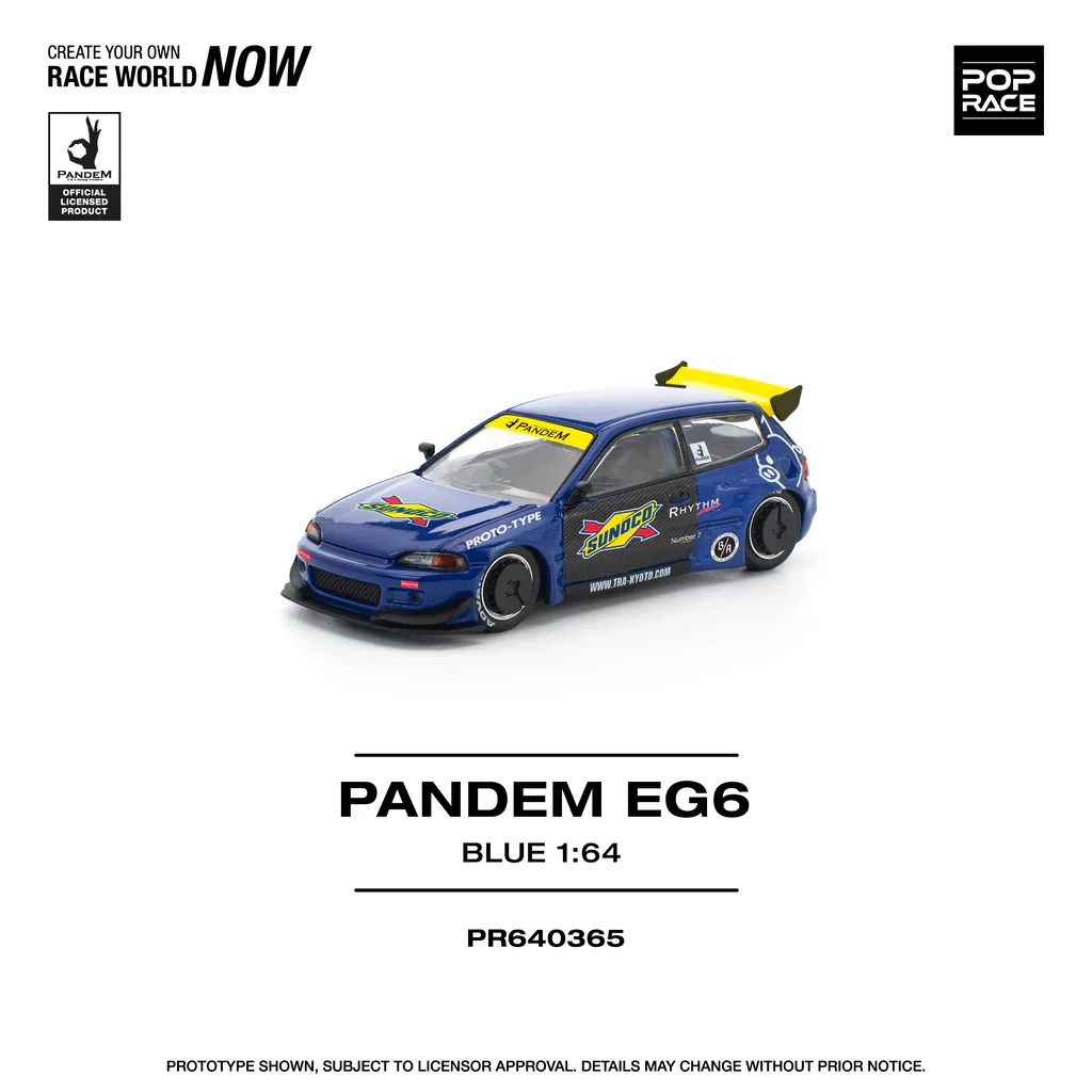 HONDA CIVIC EG6 PANDEM (SUNOCO BLUE/YELLOW) POP RACE 1:64 - Image 6