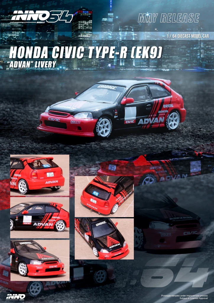 HONDA CIVIC TYPE-R EK9 (ADVAN) INNO64 1:64 - Image 3