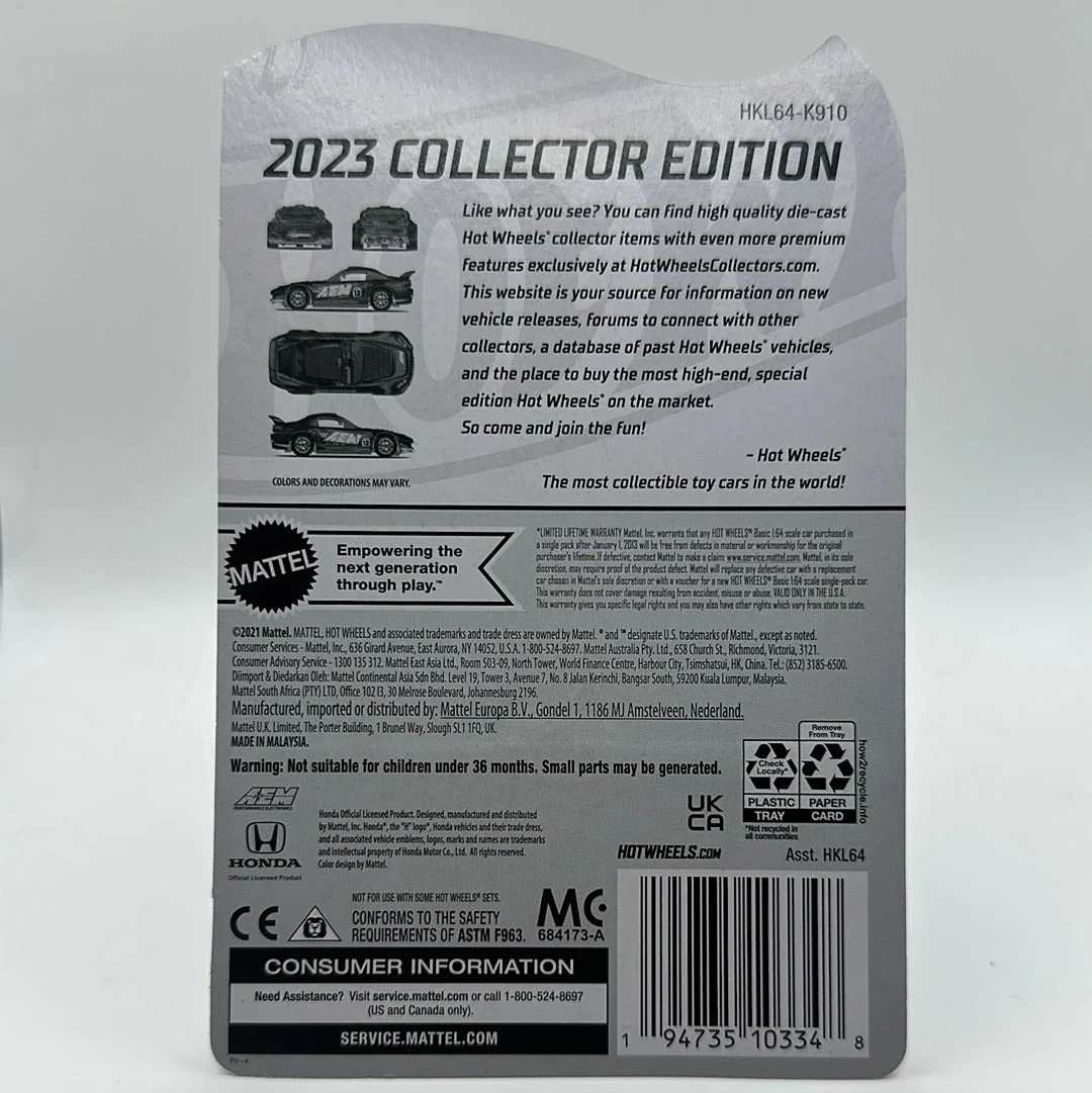 Honda S2000 Legends Tour Hotwheels 2023 Collector Edition 1:64 Scale - Image 2
