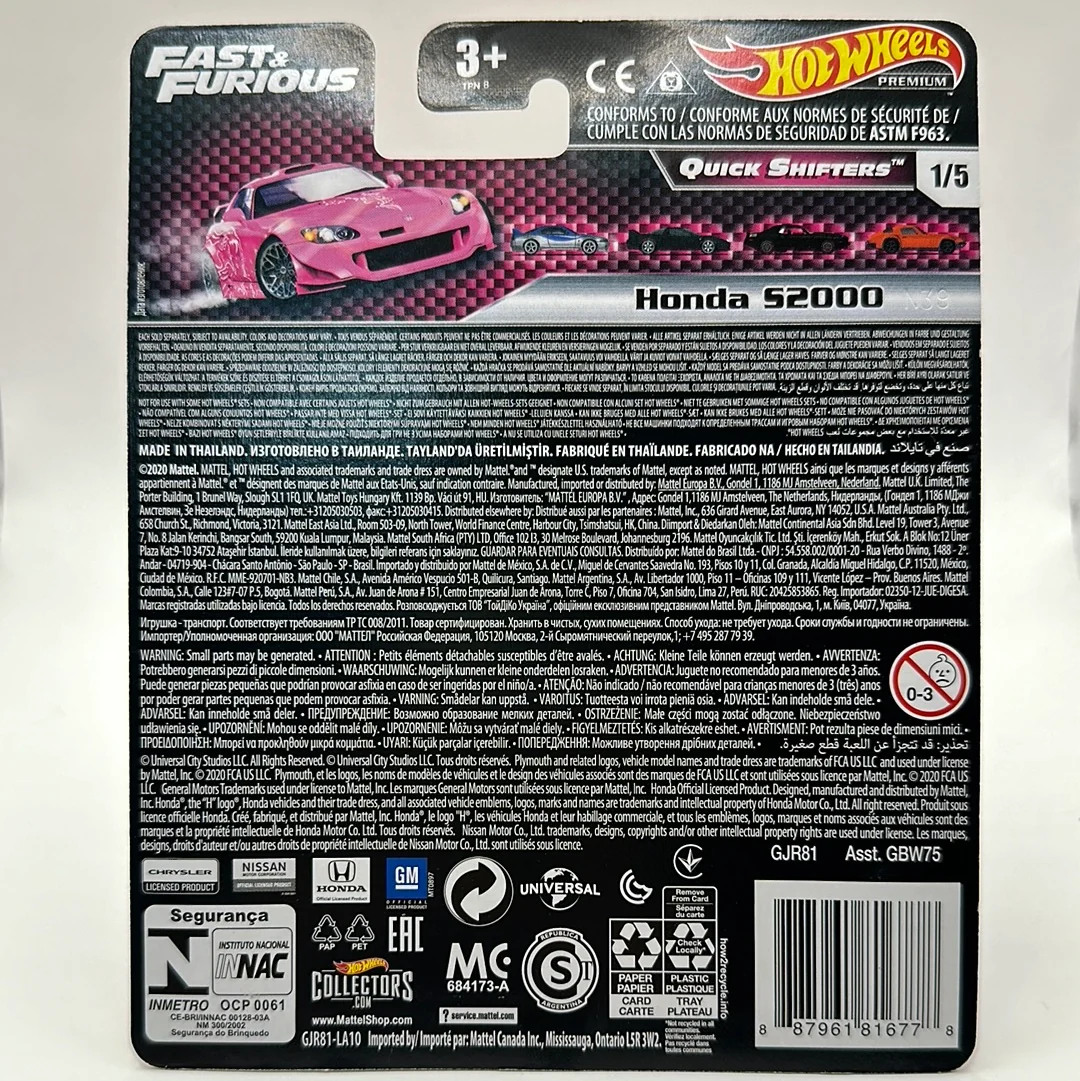 Honda S2000 Quick Shifters 1/5 Fast & Furious Hotwheels Premium 1:64 - Image 2