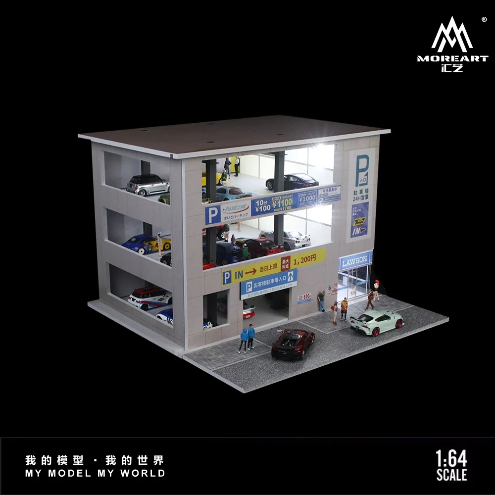Japanese Parking Garage Scene w/LED Lights - Morearts 1:64 - Image 8