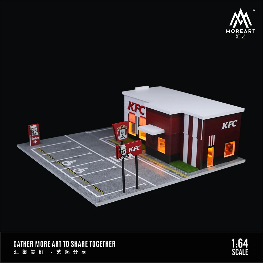 KFC Restaurant Parking Scene w/LED Lights Morearts 1:64 - Image 2