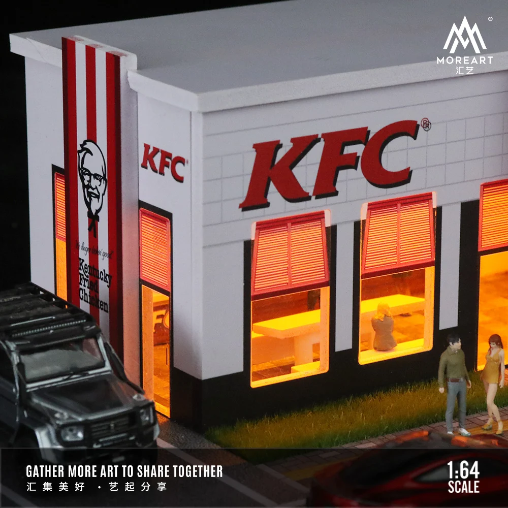 KFC Restaurant Parking Scene w/LED Lights Morearts 1:64 - Image 5