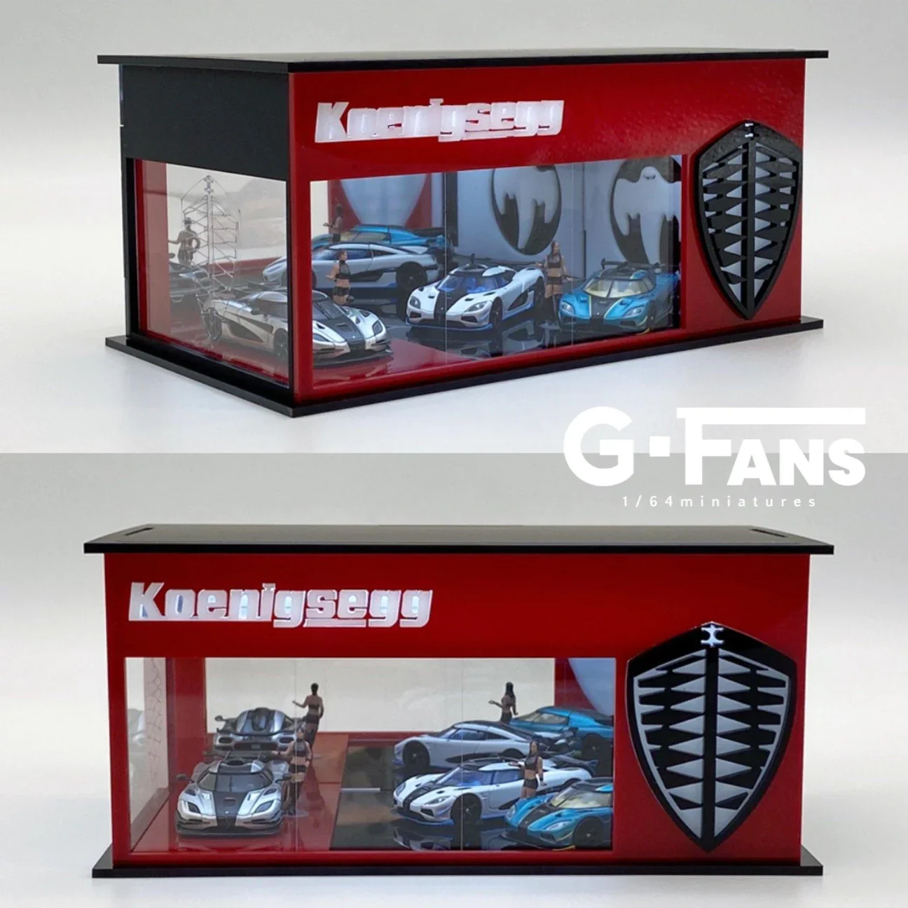 KOENIGSEGG DEALERSHIP Showroom Diorama Display with LED Lights G-FANS 1:64