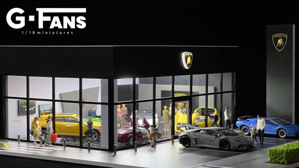 LAMBORGINI DEALERSHIP Diorama Display with LED Lights 1:64 Scale - Image 3