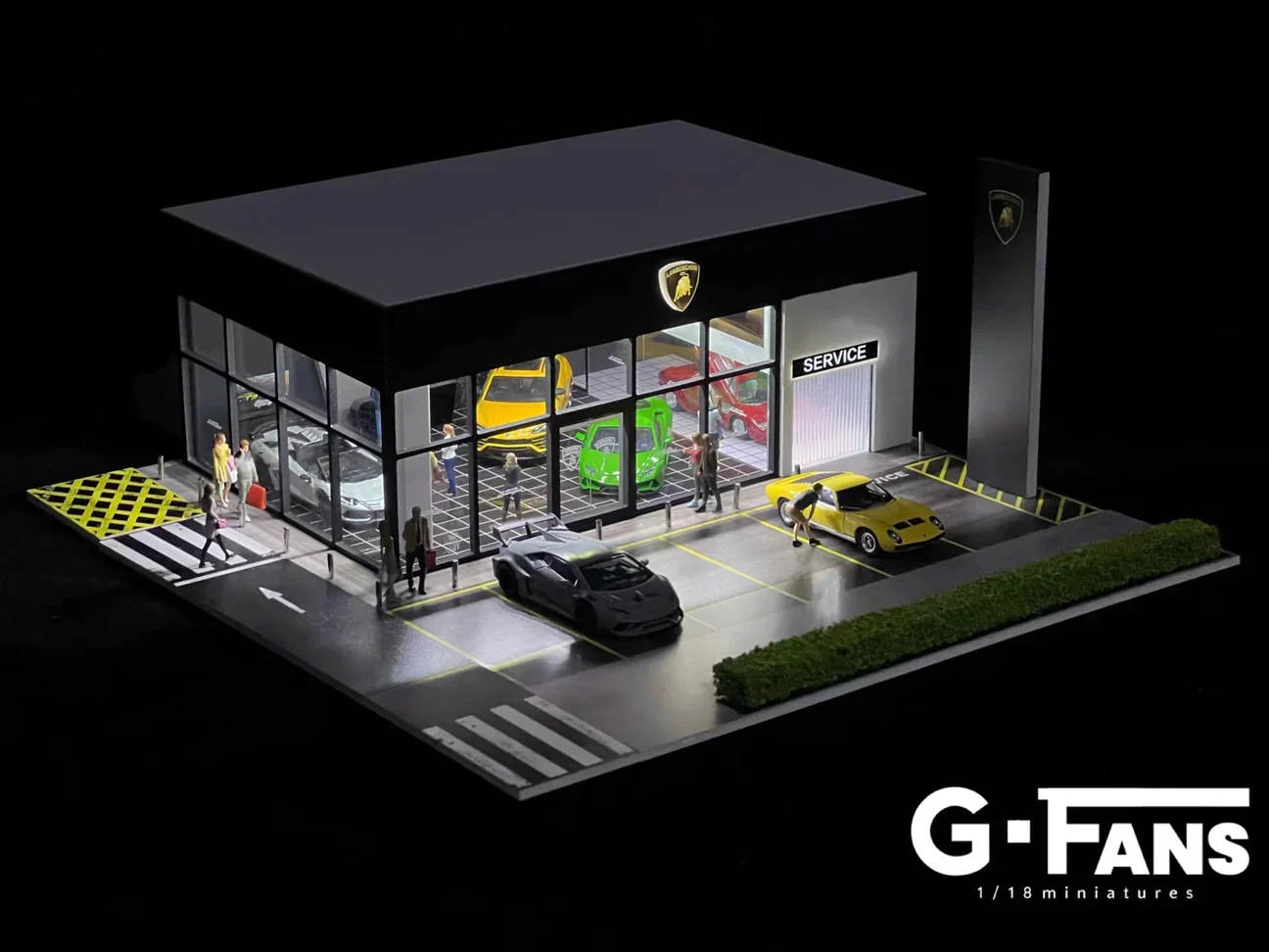 LAMBORGINI DEALERSHIP Diorama Display with LED Lights 1:64 Scale - Image 4