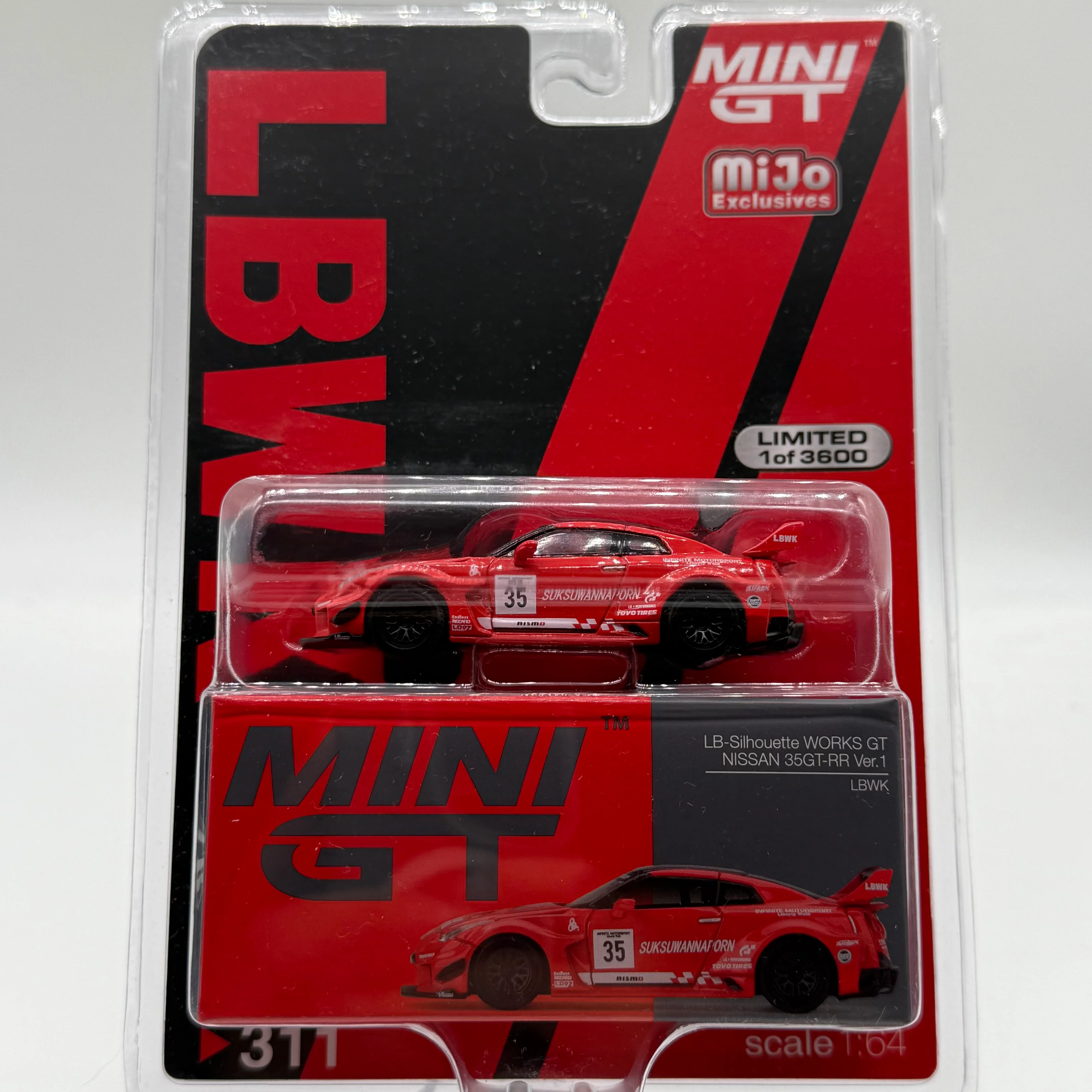 LB-Silhouette WORKS GT NISSAN 35GT-RR Ver.1 #35 (Red) LBWK #311 - Mini GT 1:64
