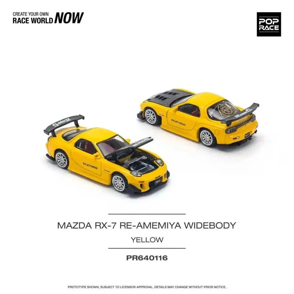 Mazda RX-7 (FD3S) RE-AMEMIYA Widebody Yellow - Pop Race 1:64