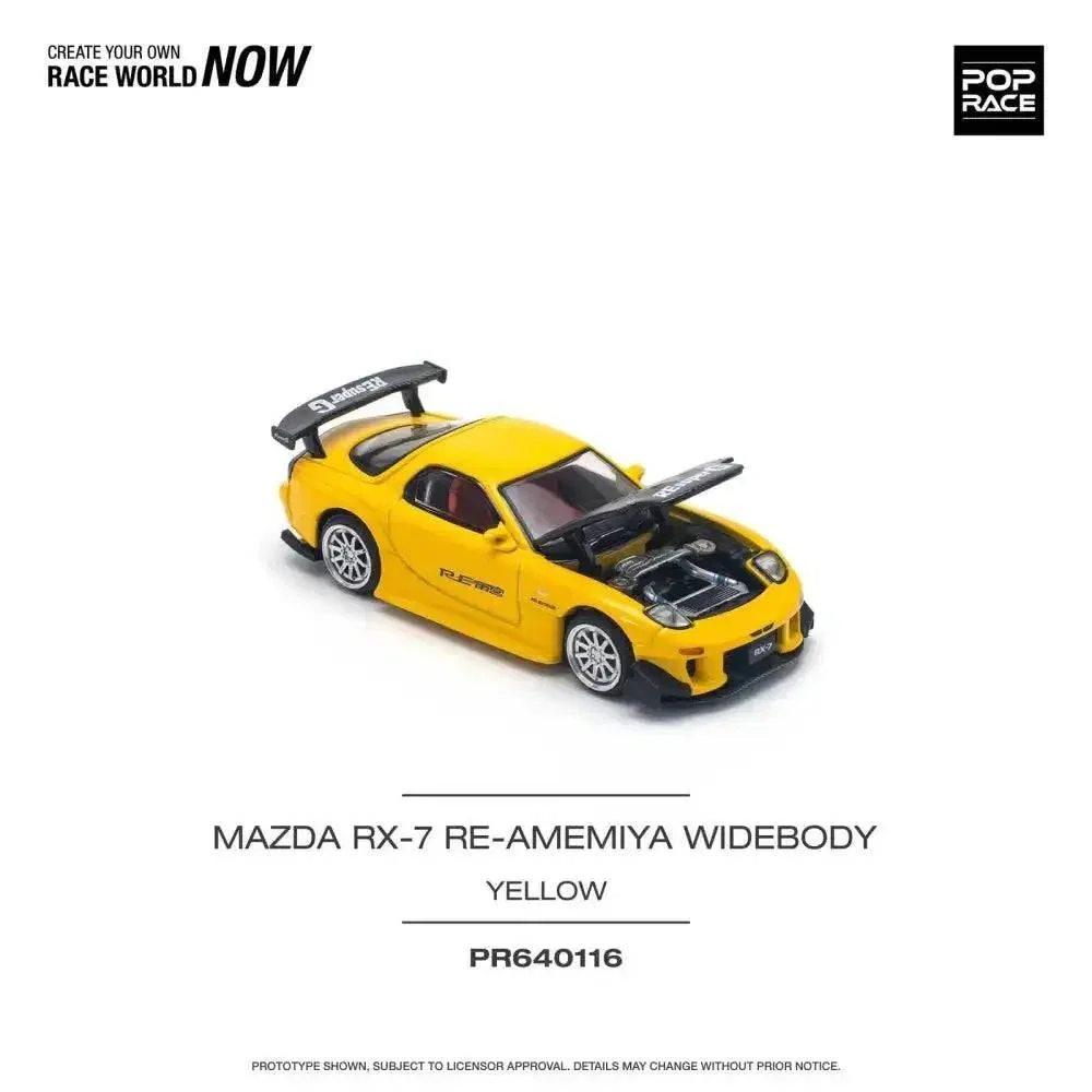 Mazda RX-7 (FD3S) RE-AMEMIYA Widebody Yellow - Pop Race 1:64 - Image 2