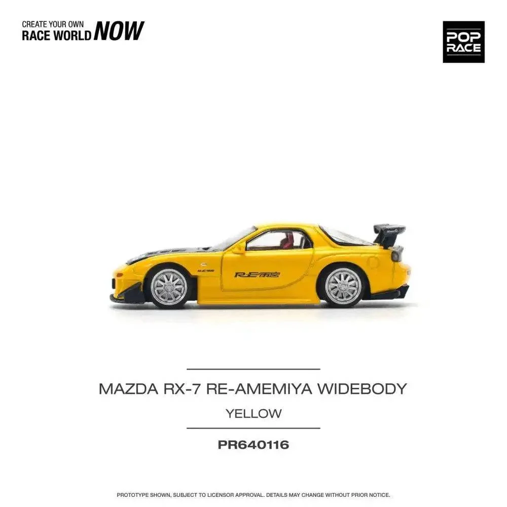 Mazda RX-7 (FD3S) RE-AMEMIYA Widebody Yellow - Pop Race 1:64 - Image 3
