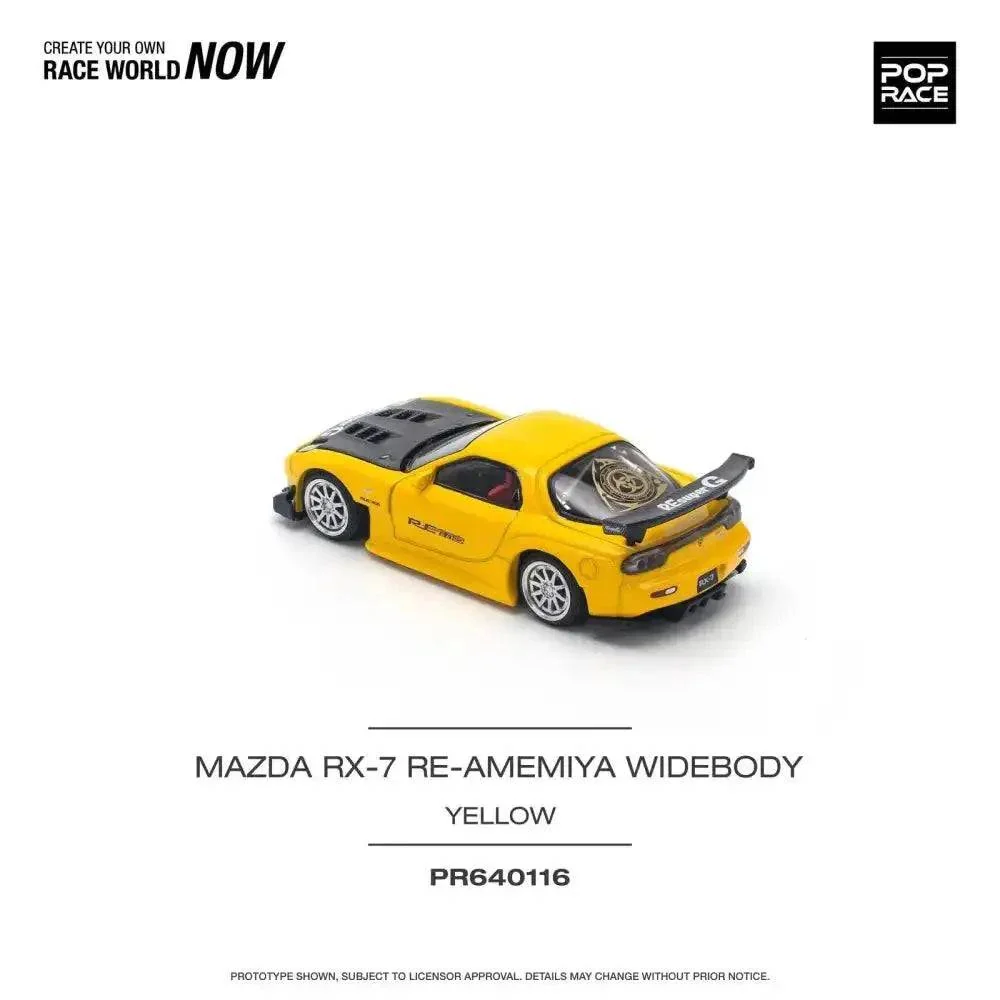 Mazda RX-7 (FD3S) RE-AMEMIYA Widebody Yellow - Pop Race 1:64 - Image 4