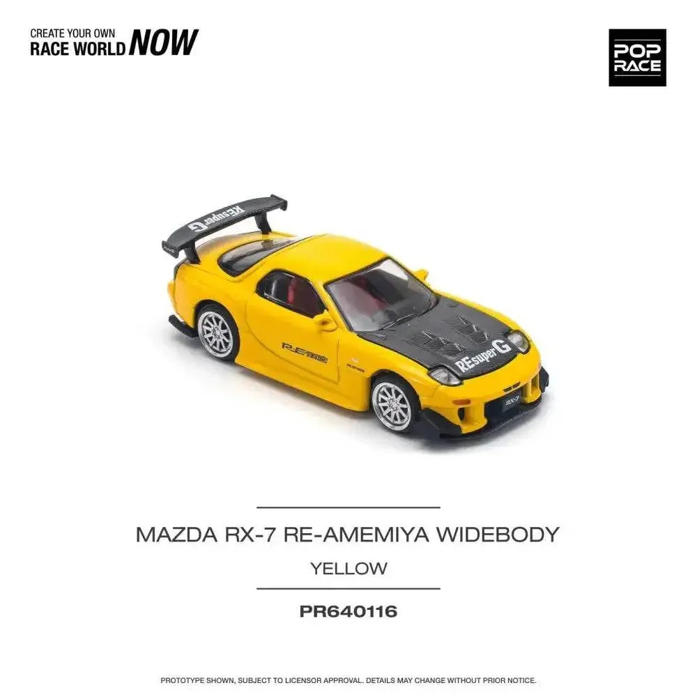 Mazda RX-7 (FD3S) RE-AMEMIYA Widebody Yellow - Pop Race 1:64 - Image 5
