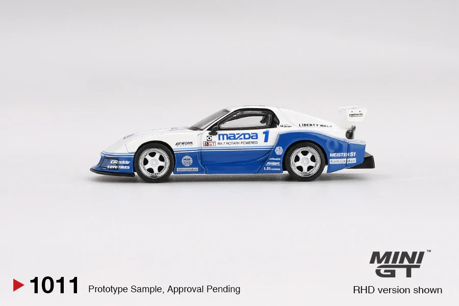MAZDA RX-7 LB-SUPER SILHOUETTE (BLUE/WHITE) IMSA MINI GT 1:64 - Image 3