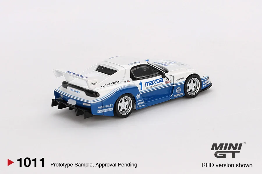 MAZDA RX-7 LB-SUPER SILHOUETTE (BLUE/WHITE) IMSA MINI GT 1:64 - Image 4