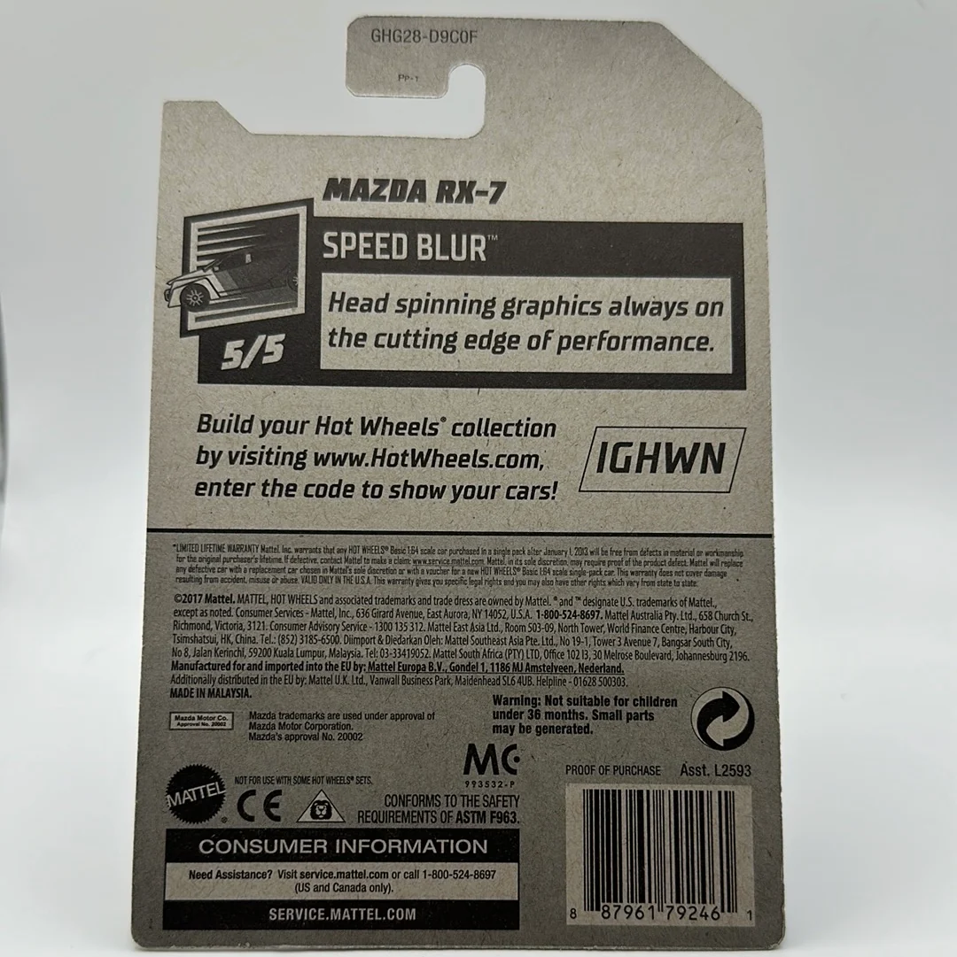 Mazda RX-7 *STH* Super Treasure Hunt Speed Blur 5/5 Hotwheels 130/250 Mainline 1:64 - Image 2