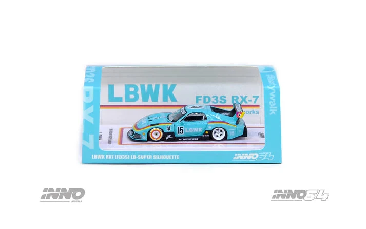 MAZDA RX7 (FD3S) LB-SUPER SILHOUETTE #15 TEAL BLUE BEIJING - INNO64 1:64 LBWK - Image 2