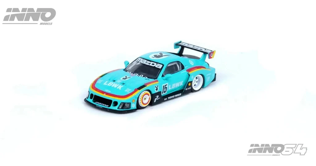 MAZDA RX7 (FD3S) LB-SUPER SILHOUETTE #15 TEAL BLUE BEIJING - INNO64 1:64 LBWK - Image 4