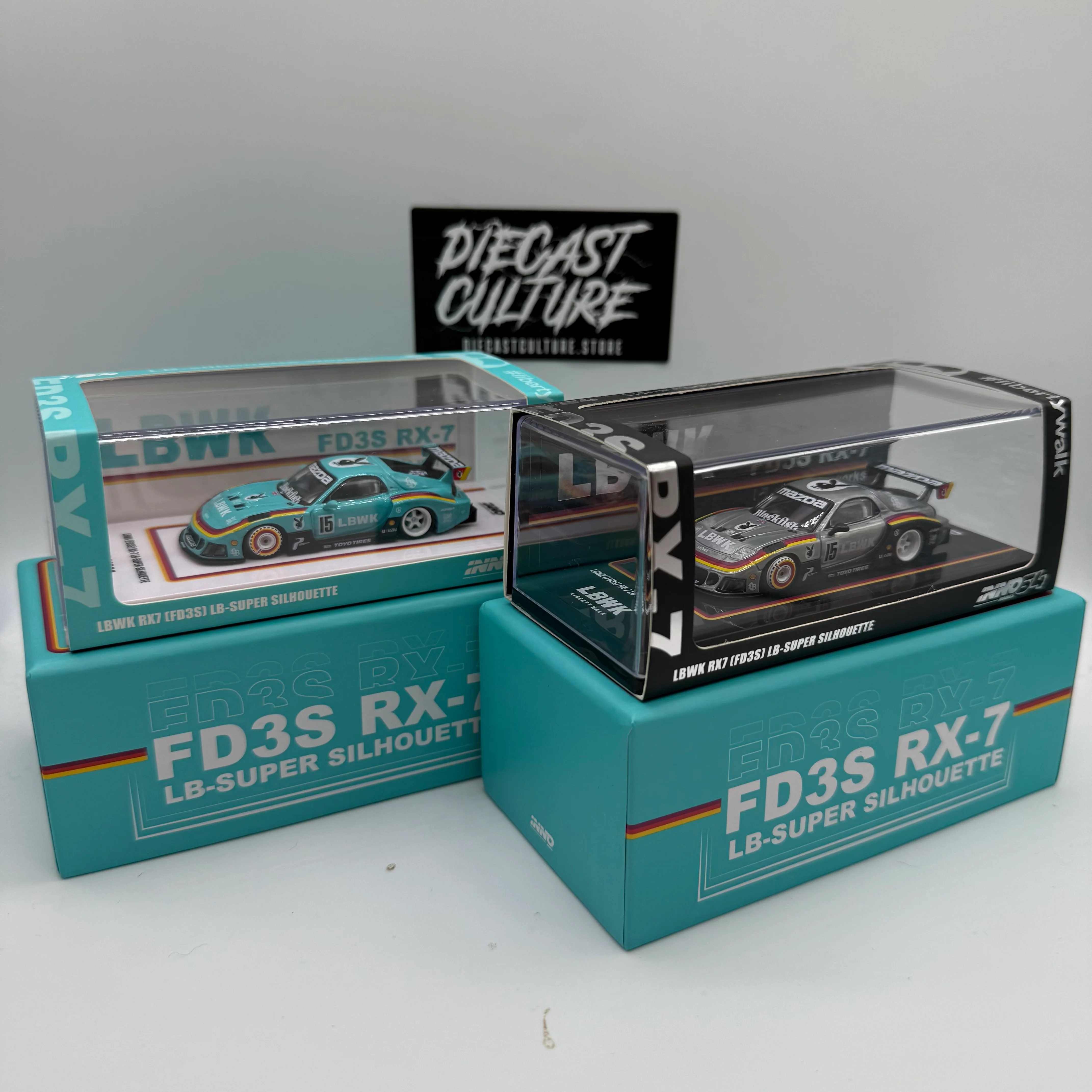 MAZDA RX7 (FD3S) LB-SUPER SILHOUETTE #15 TEAL BLUE BEIJING - INNO64 *BUNDLE* - Image 2