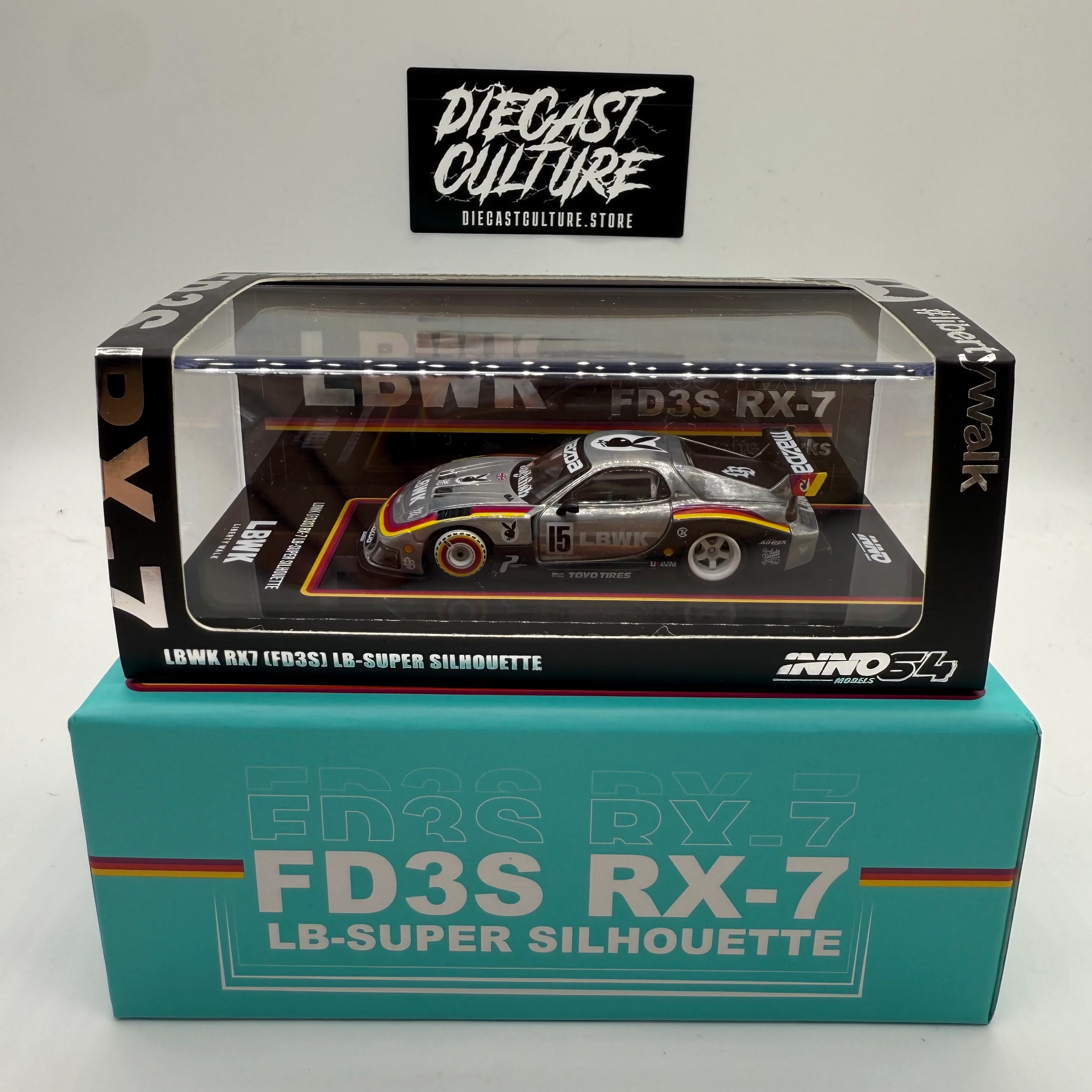 MAZDA RX7 (FD3S) LB-SUPER SILHOUETTE #15 TEAL BLUE BEIJING - INNO64 *BUNDLE* - Image 3