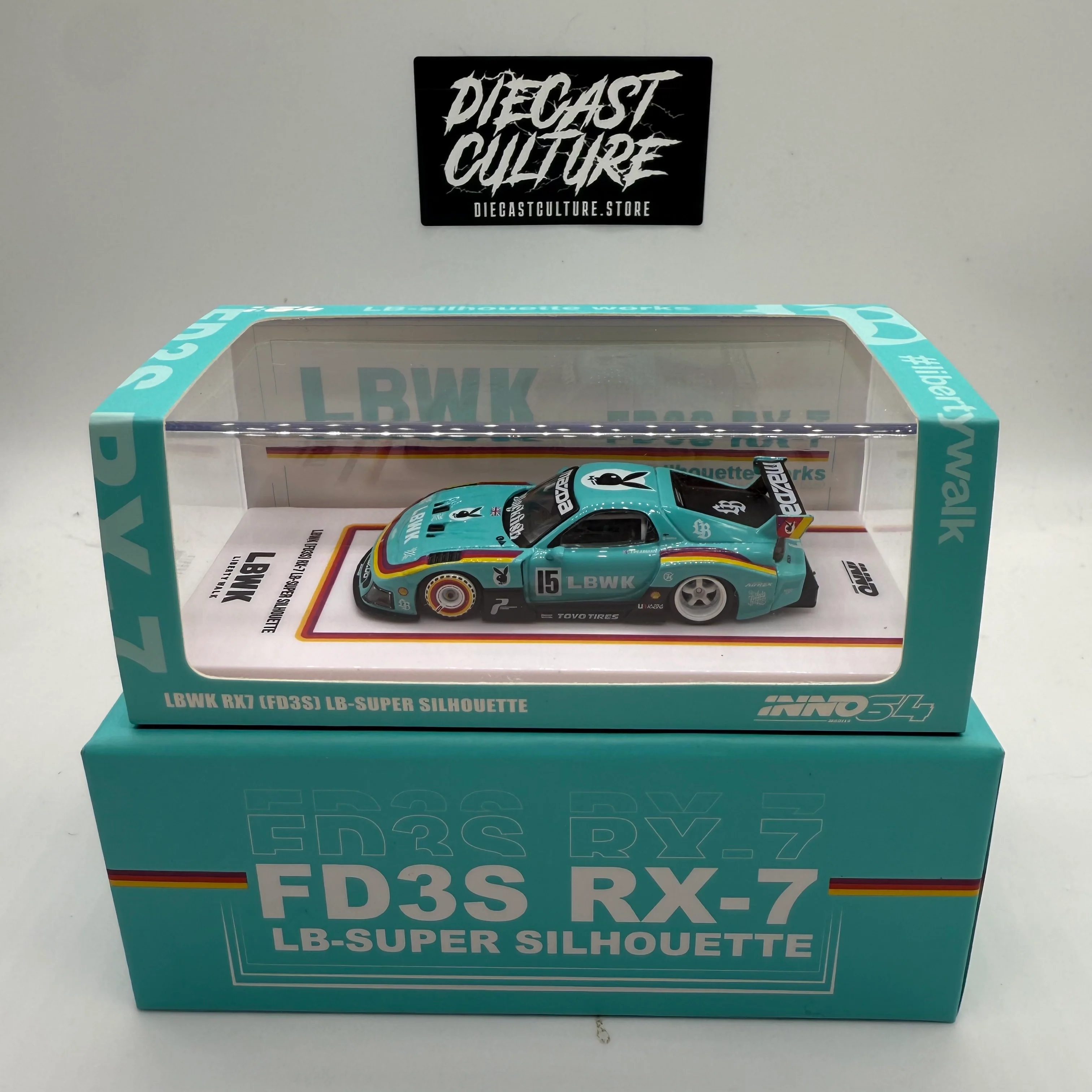 MAZDA RX7 (FD3S) LB-SUPER SILHOUETTE #15 TEAL BLUE BEIJING - INNO64 *BUNDLE* - Image 4