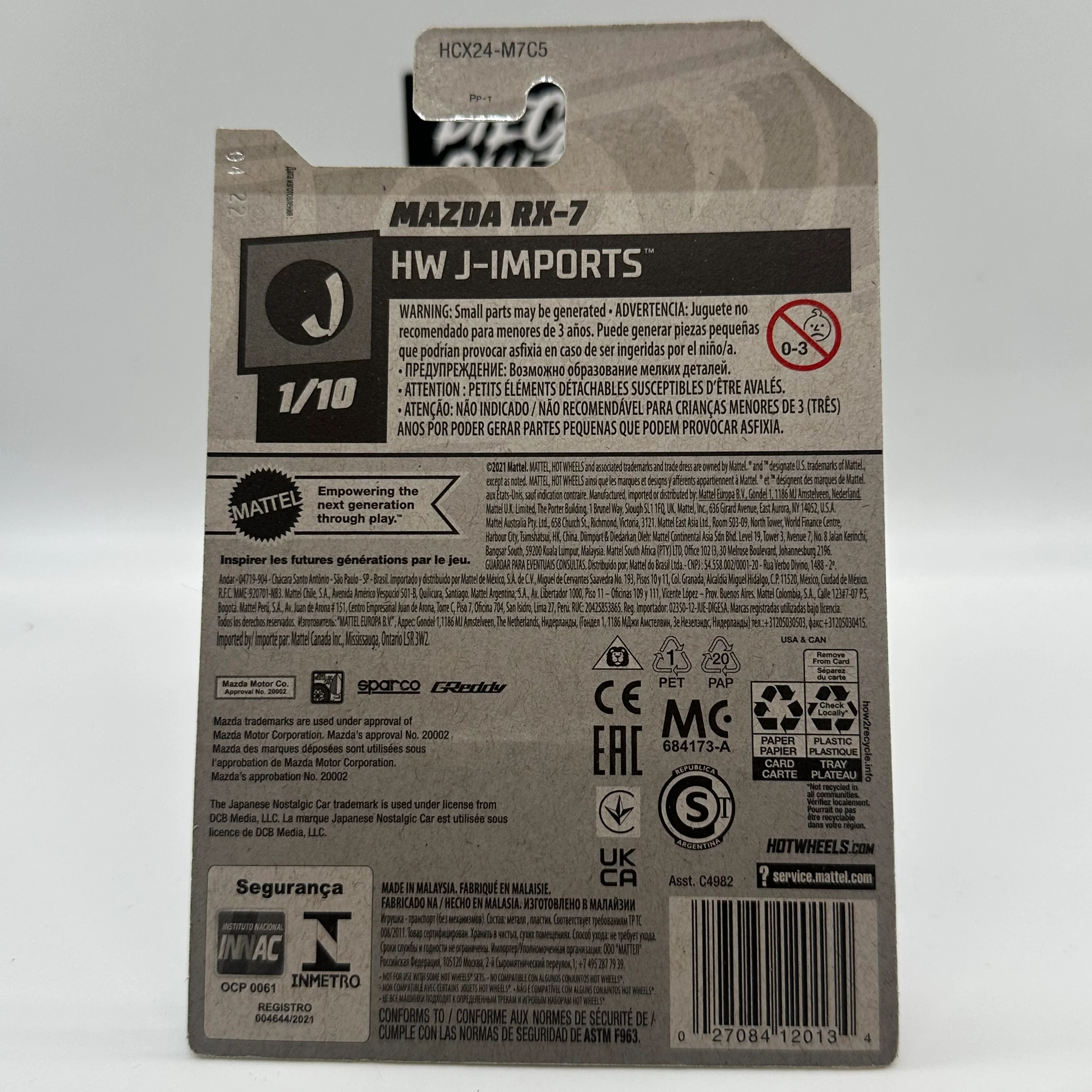 Mazda RX7 HW J-Imports 1/10 Hotwheels Mainline 97/250 - Image 2