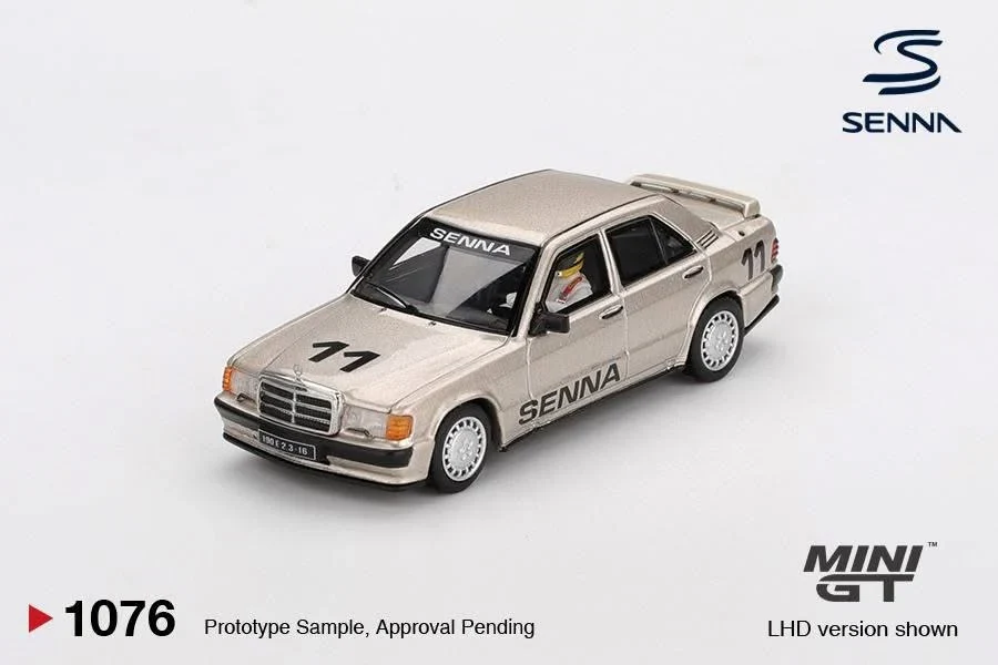 Mercedes-Benz 190 E 2.3-16 #11 Ayrton Senna 1984 Nürburgring Race of Champions w/ Figure - Mini GT 1:64 (Blister)
