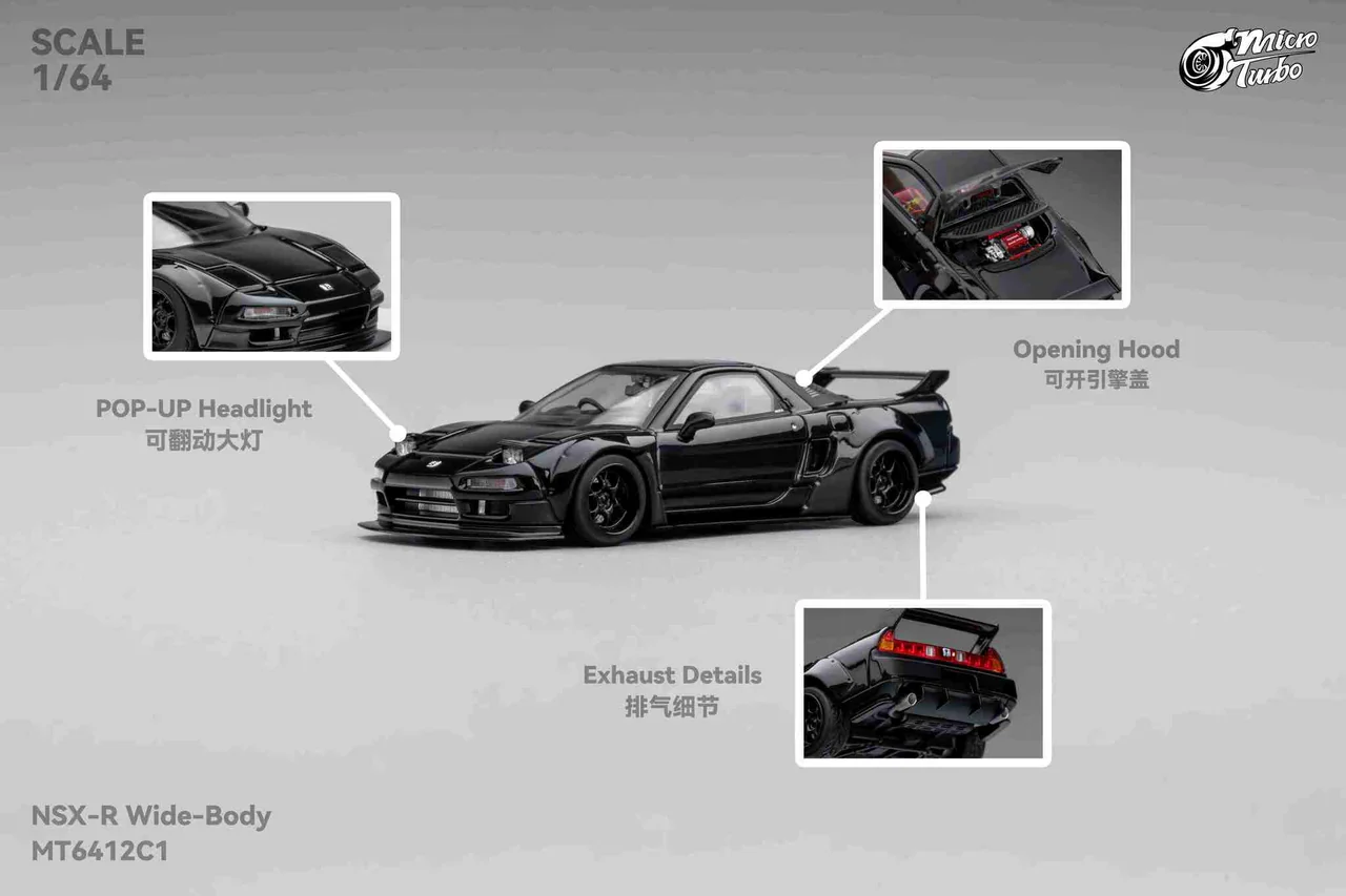 Micro Turbo 1:64 Custom NSX Wide Body - Gloss Black - Image 6