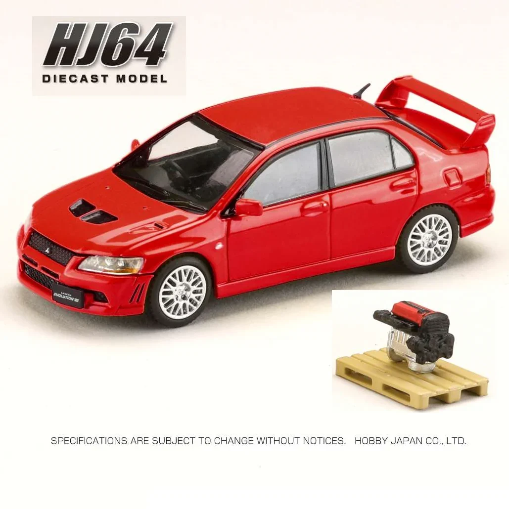 MITSUBISHI LANCER GSR EVOLUTION 7 with Engine Display Model Red - HOBBY JAPAN 1:64