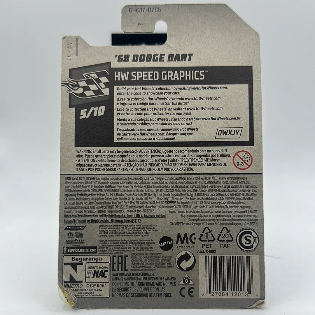 MOPAR ‘68 Dodge Dart - HW Speed Graphics 5/10 Hotwheels Mainline *Bad Condition Card* - Image 2