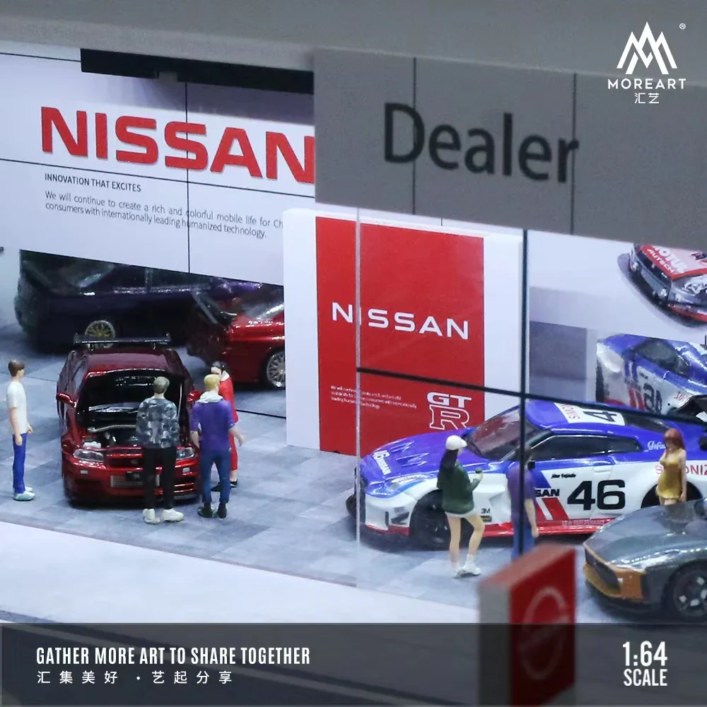 Nissan Dealership Showroom Diorama MoreArt Garage Theme with LED Light (1/64 Scale) - Image 2