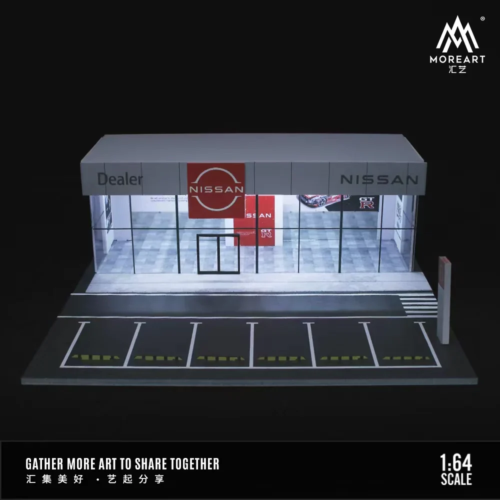 Nissan Dealership Showroom Diorama MoreArt Garage Theme with LED Light (1/64 Scale) - Image 3