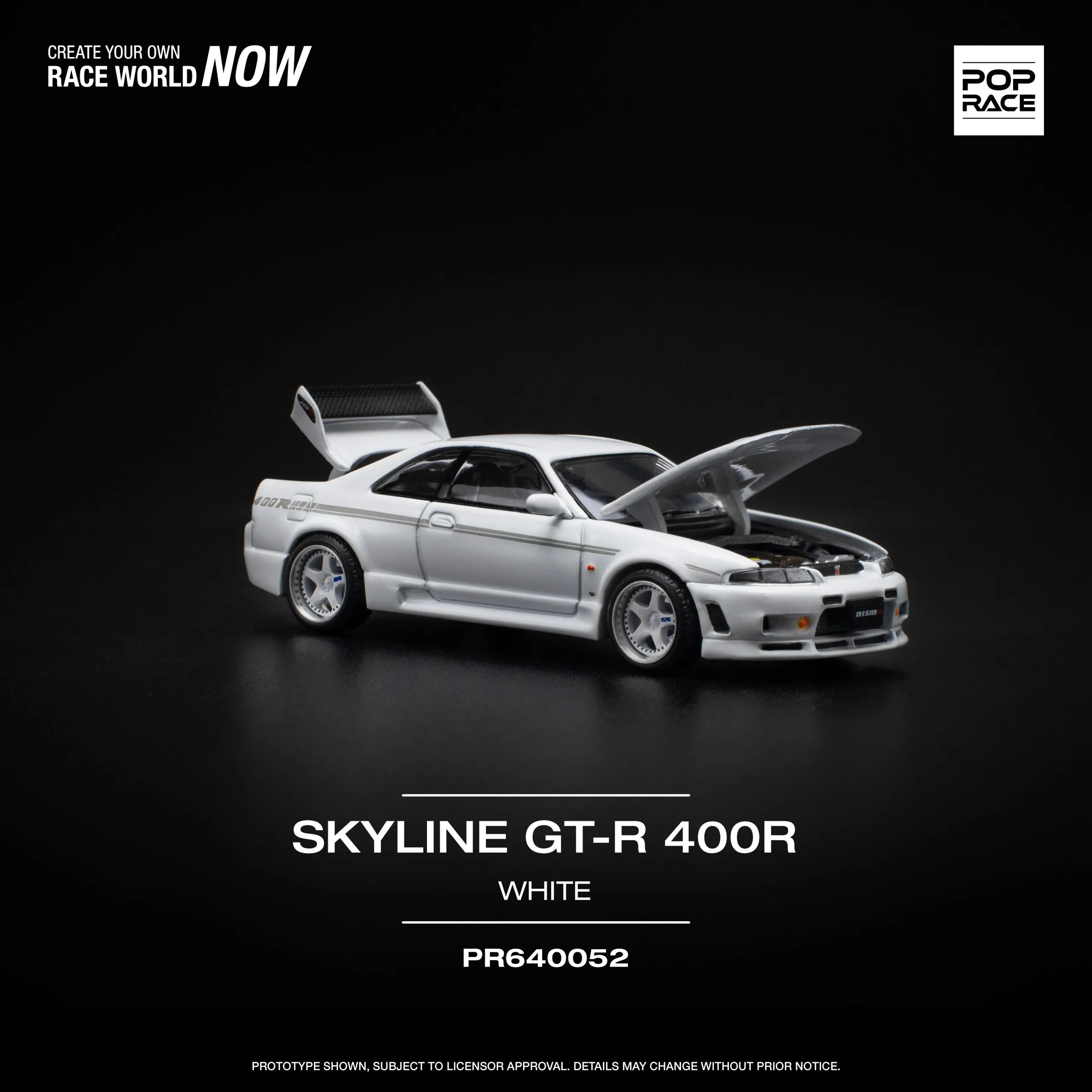 Nissan GT-R R33 Nismo 400R White – PR64-0052 POP RACE - Image 2