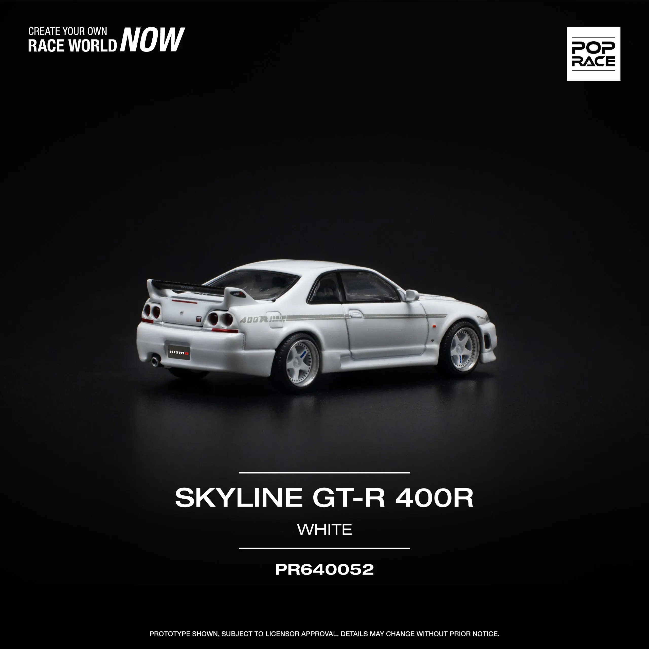 Nissan GT-R R33 Nismo 400R White – PR64-0052 POP RACE - Image 4