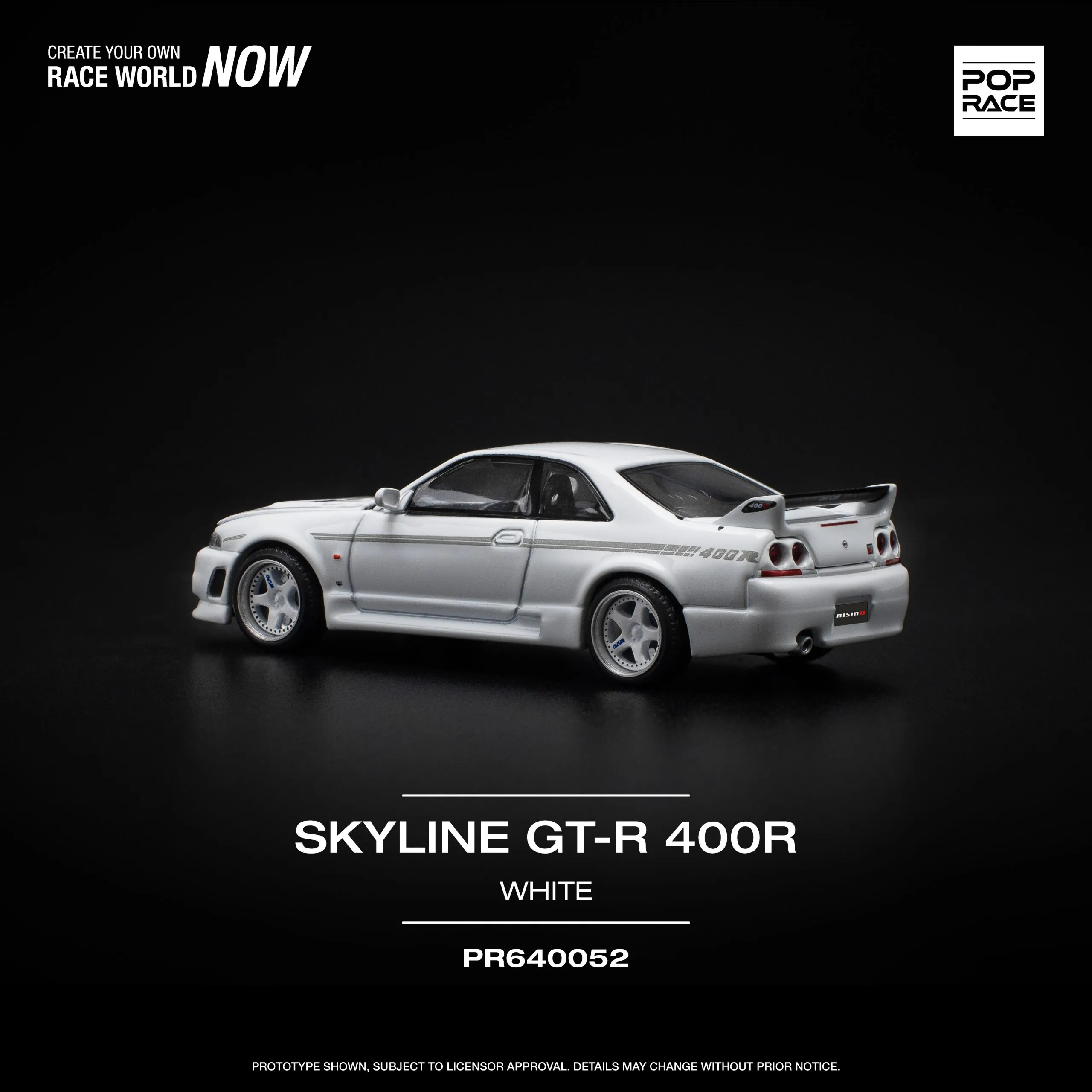 Nissan GT-R R33 Nismo 400R White – PR64-0052 POP RACE - Image 5