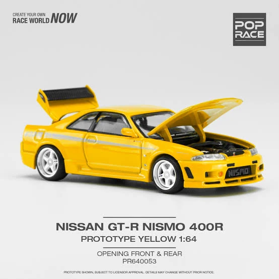 Nissan GTR R33 Nismo 400R Prototype Yellow - Pop Race 1:64