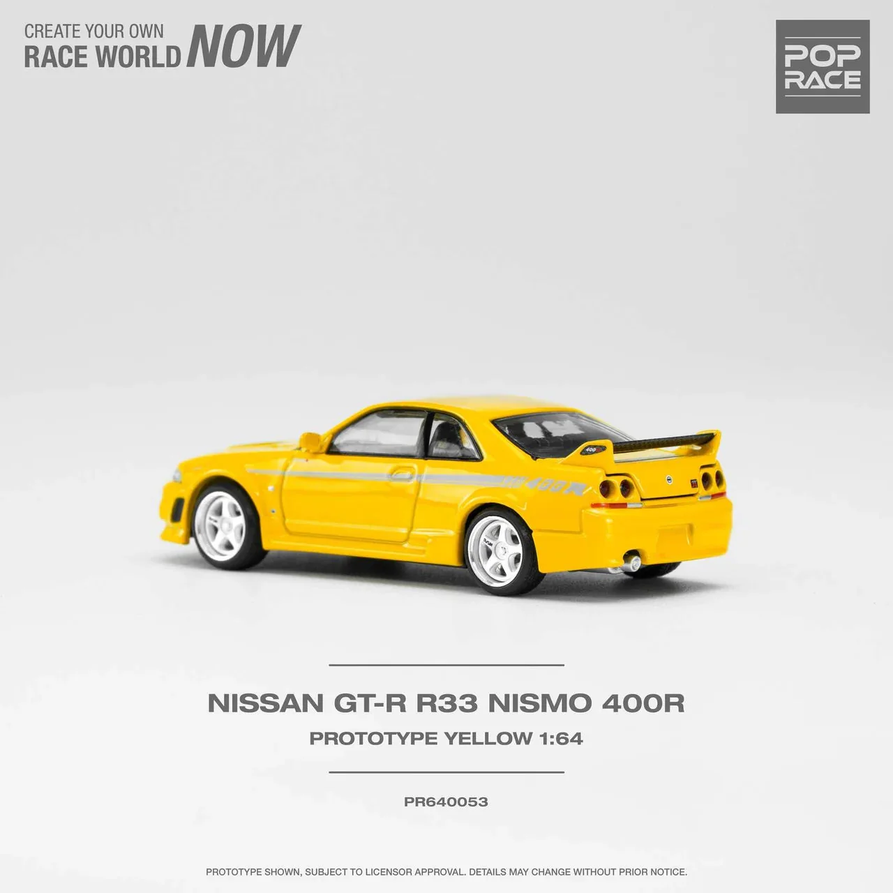 Nissan GTR R33 Nismo 400R Prototype Yellow - Pop Race 1:64 - Image 2