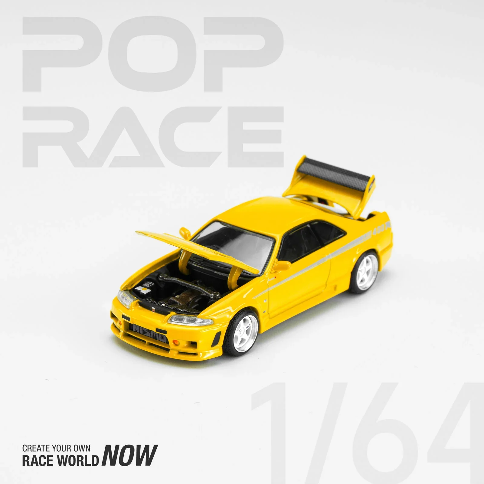 Nissan GTR R33 Nismo 400R Prototype Yellow - Pop Race 1:64 - Image 3