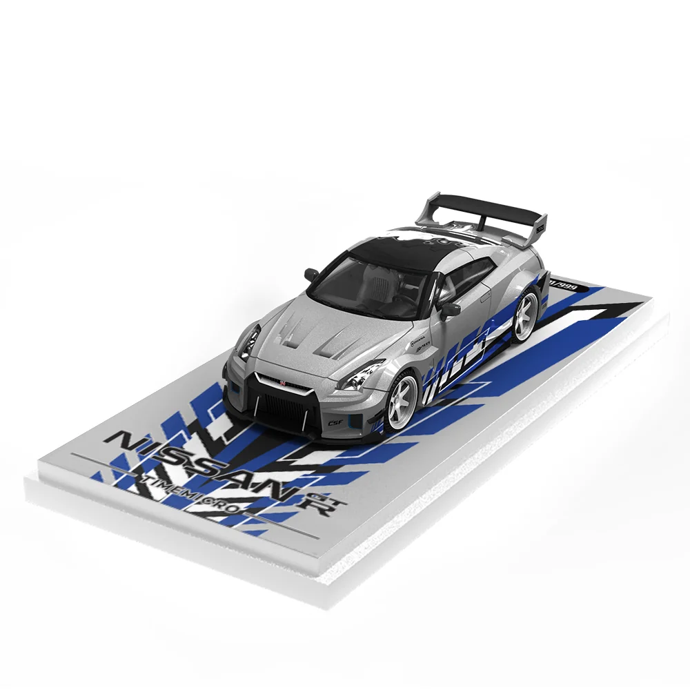Nissan GTR35 Fast & Furious Silver and Blue Stripes - *Limited to 999pcs* TimeMicro 1:64 - Image 2