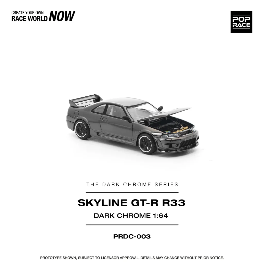 NISSAN R33 SKYLINE GTR (DARK CHROME SERIES) - POP RACE PRDC003 1:64 - Image 6